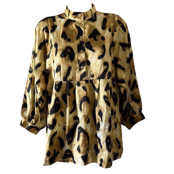 Ninety Silky Animal Print Tunic Blouse Woman Size Medium Y2K - Picture 1 of 10